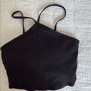 ALO Yoga Black Asymmetrical Crop Camisole
